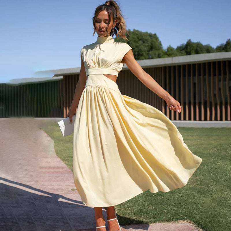 Pleated Midi Wedding Guest Dress for Women