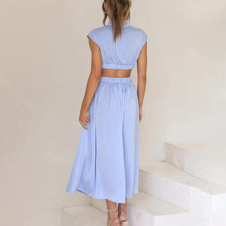 Pleated Midi Wedding Guest Dress for Women