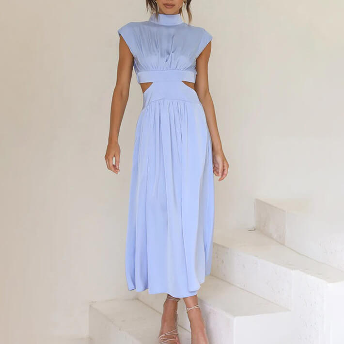 Pleated Midi Wedding Guest Dress for Women