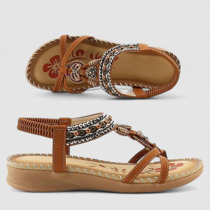 Embellished Open Toe Flat Sandals for Women