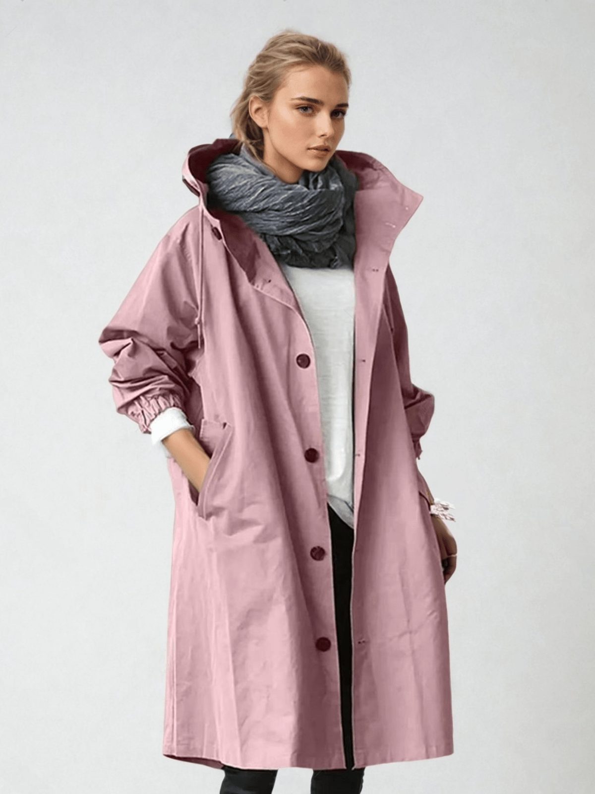 Water-Repellent Trench Coat for Women - Pink