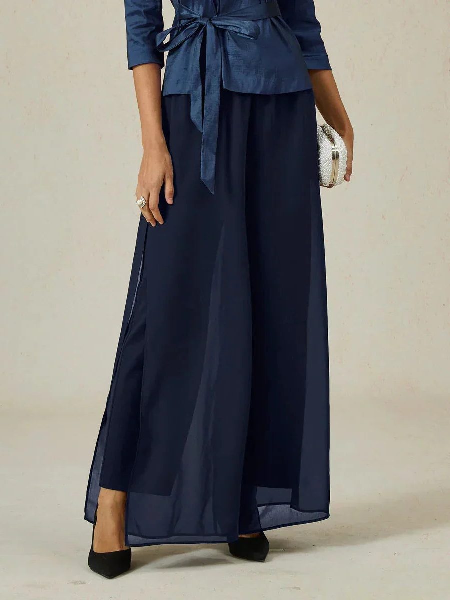 Wide Leg Chiffon Overlay Trousers for Women - View 3