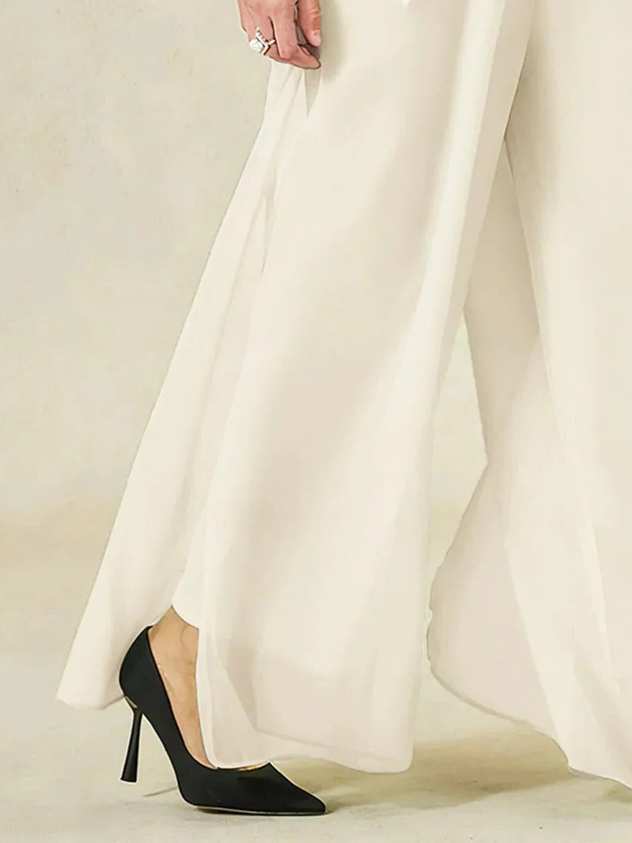 Wide Leg Chiffon Overlay Trousers for Women - View 12
