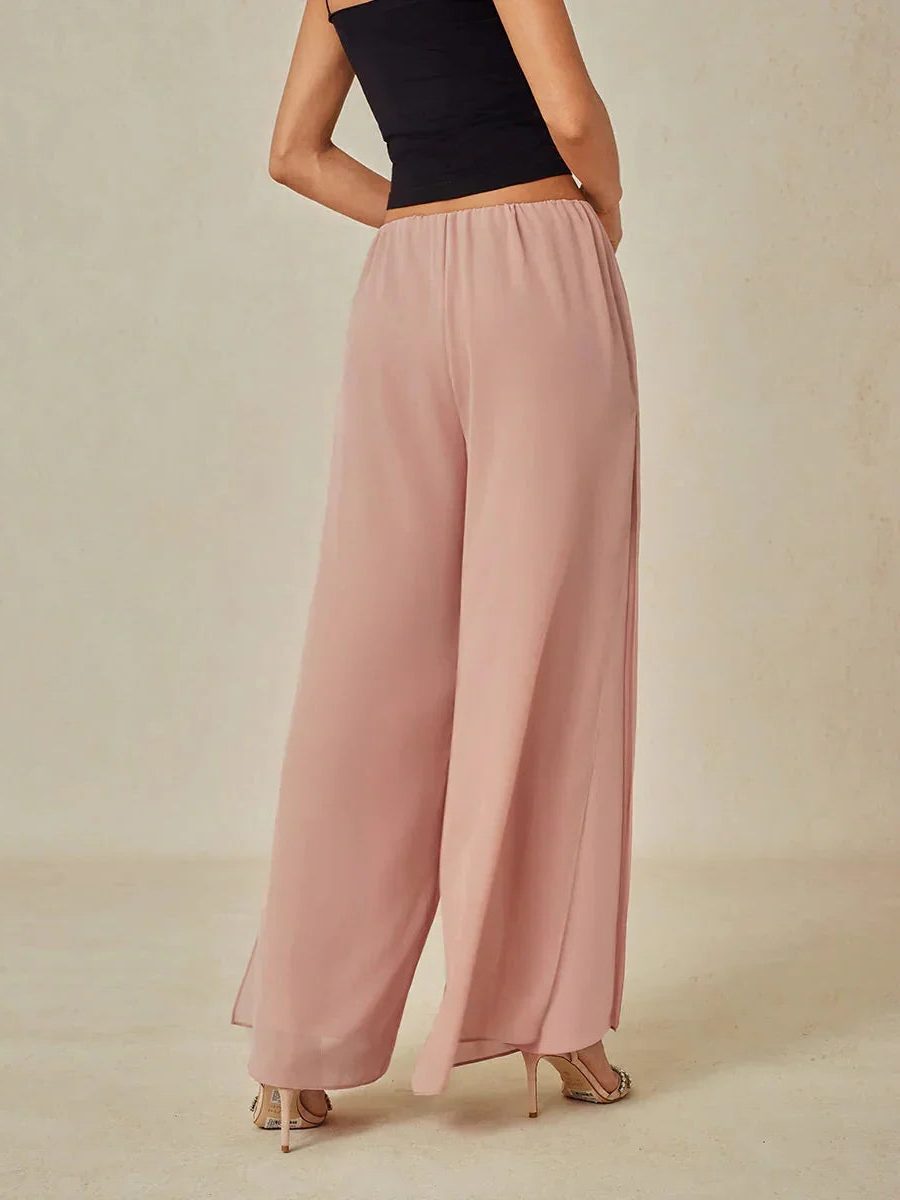 Wide Leg Chiffon Overlay Trousers for Women - View 16