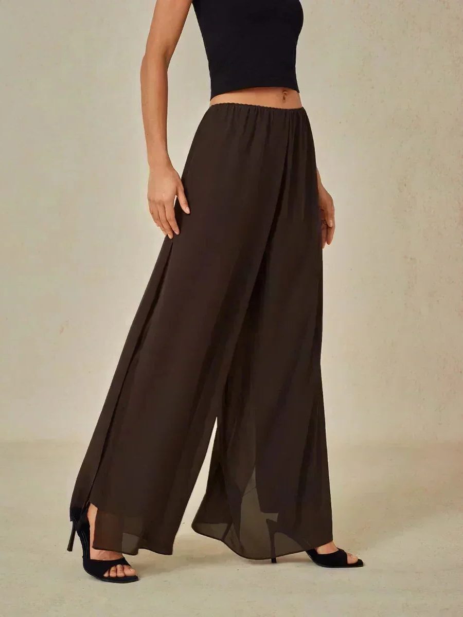 Wide Leg Chiffon Overlay Trousers for Women - View 17