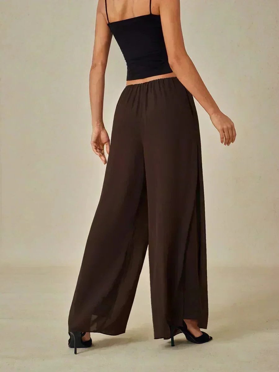 Wide Leg Chiffon Overlay Trousers for Women - View 18