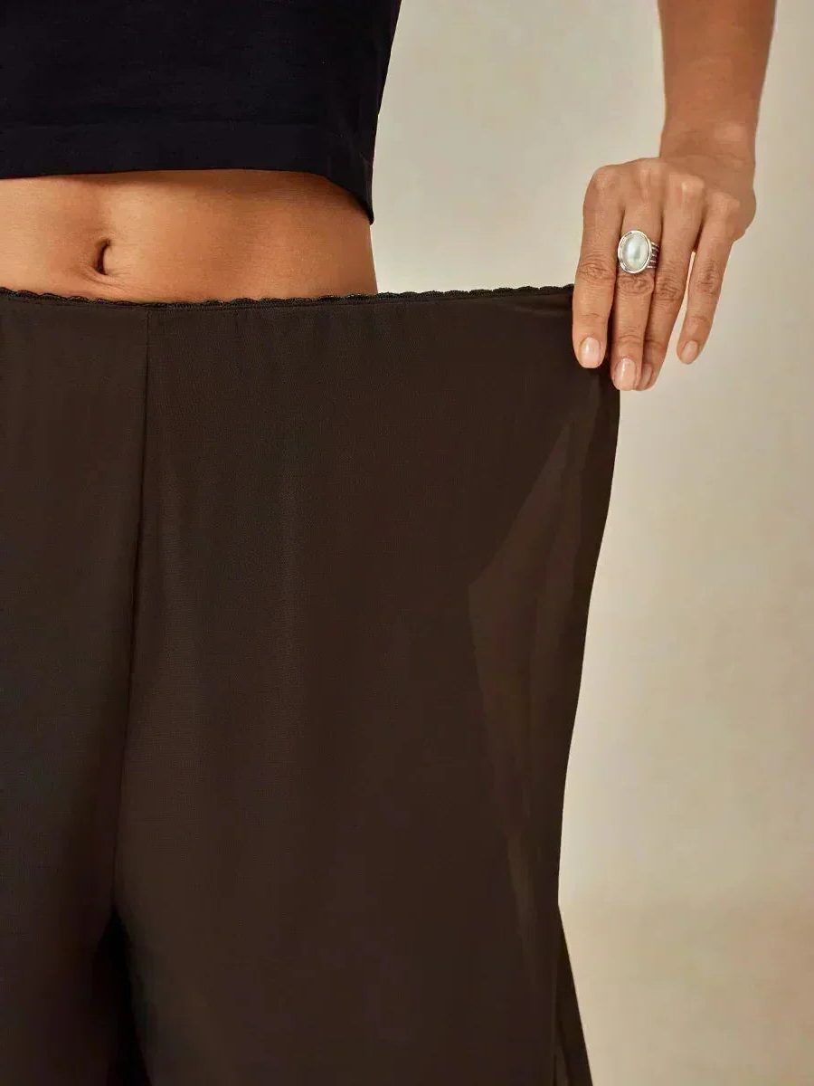 Wide Leg Chiffon Overlay Trousers for Women - View 19