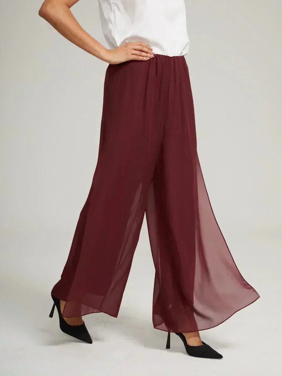 Wide Leg Chiffon Overlay Trousers for Women - View 20