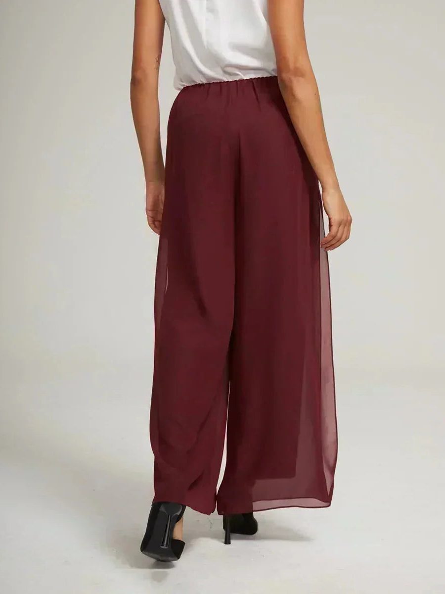 Wide Leg Chiffon Overlay Trousers for Women - View 21