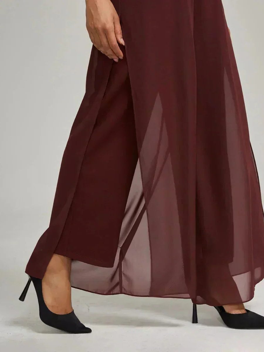 Wide Leg Chiffon Overlay Trousers for Women - View 22
