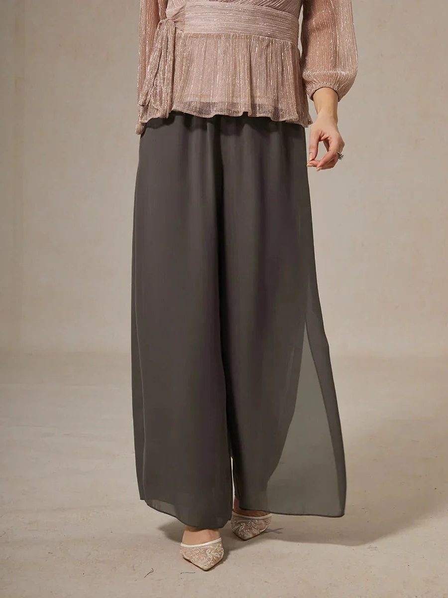 Wide Leg Chiffon Overlay Trousers for Women - View 25