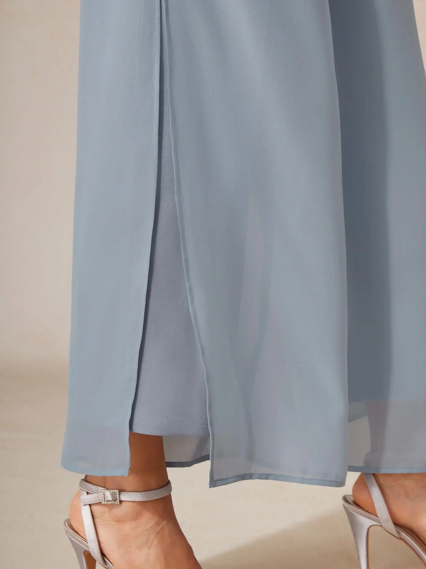 Wide Leg Chiffon Overlay Trousers for Women - View 30