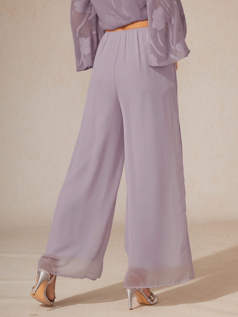 Wide Leg Chiffon Overlay Trousers for Women - View 34