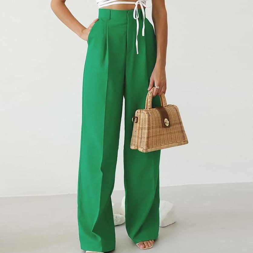 Wide Leg Pleated Trousers for Women