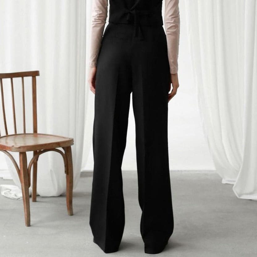 Wide Leg Pleated Trousers for Women - View 4