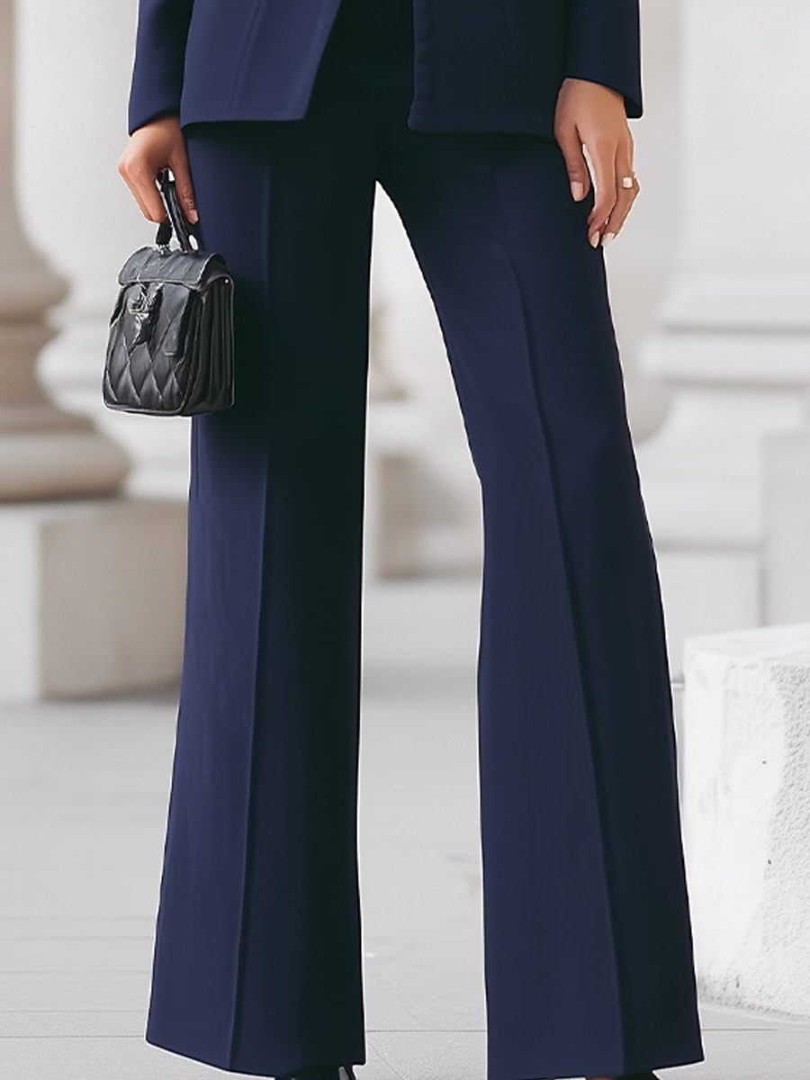 Wide Leg Stand Collar Blazer Suit Set for Women - View 3