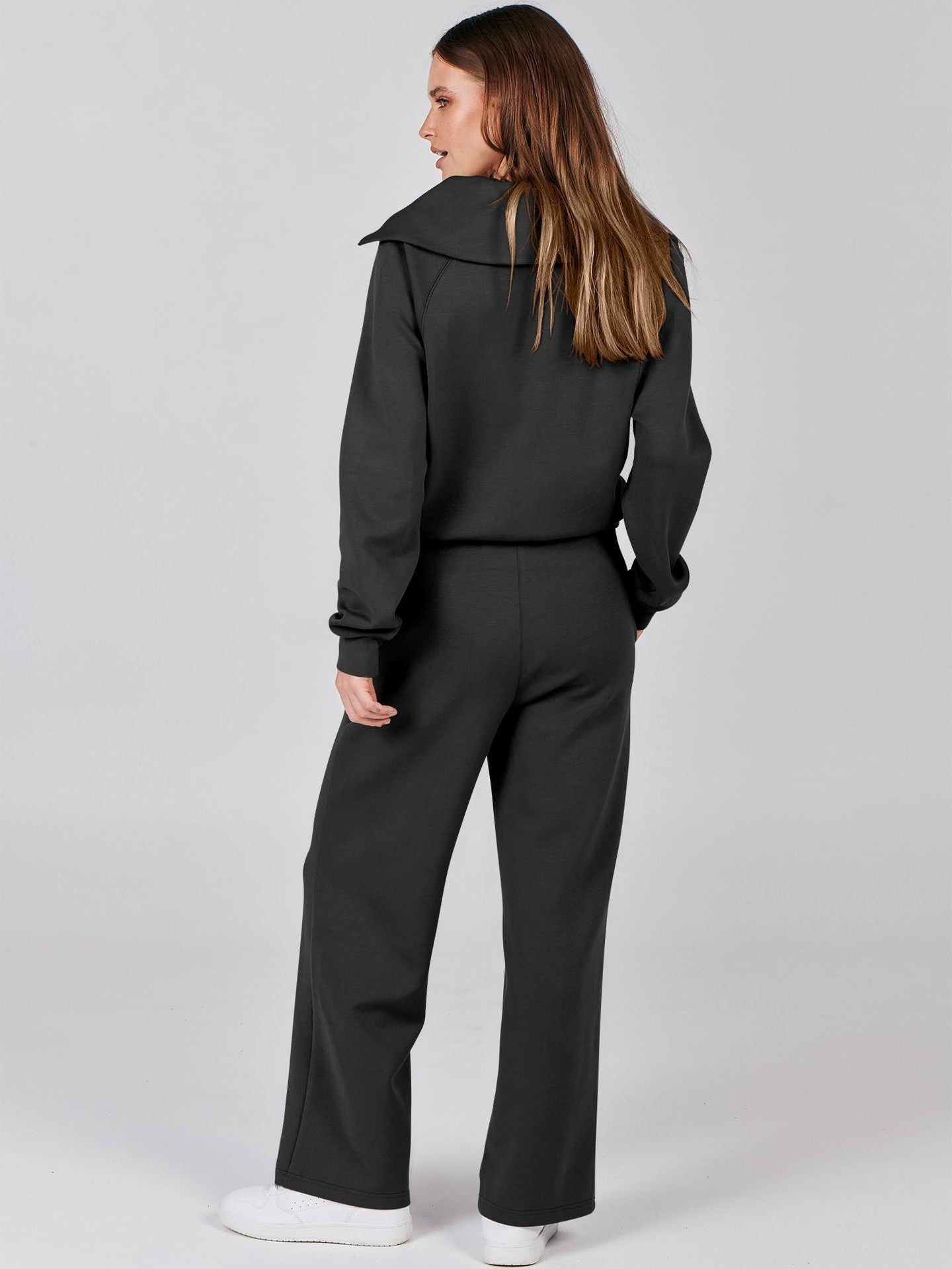 Wide Leg Zip-Neck Jogging Set for Women - View 3
