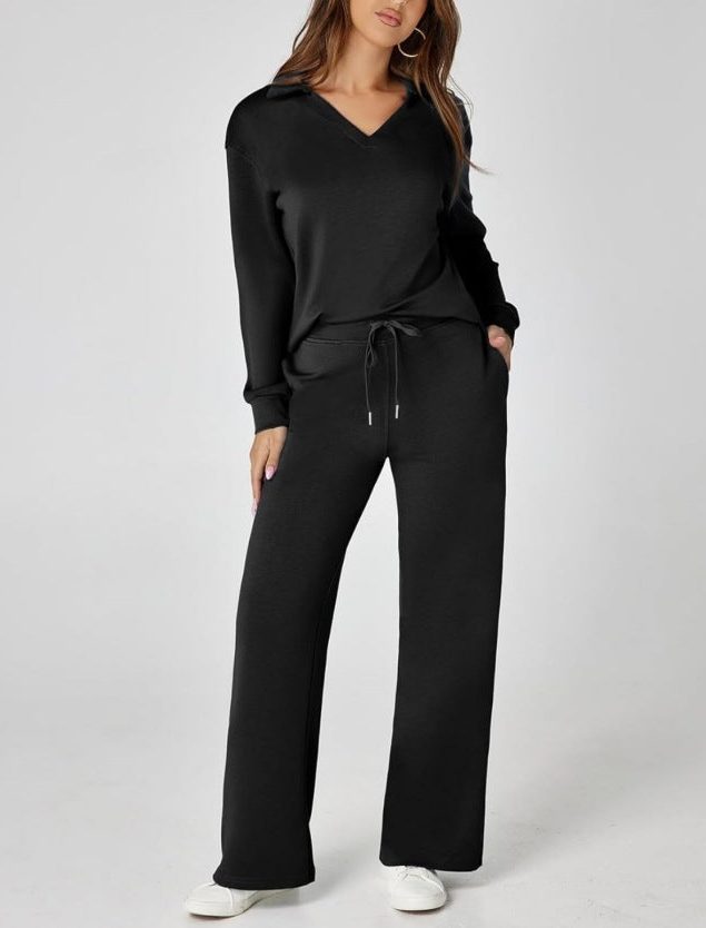 Wide Leg Zip-Neck Jogging Set for Women - View 4