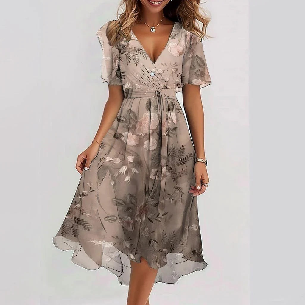Floral Wrap Midi Dress for Women