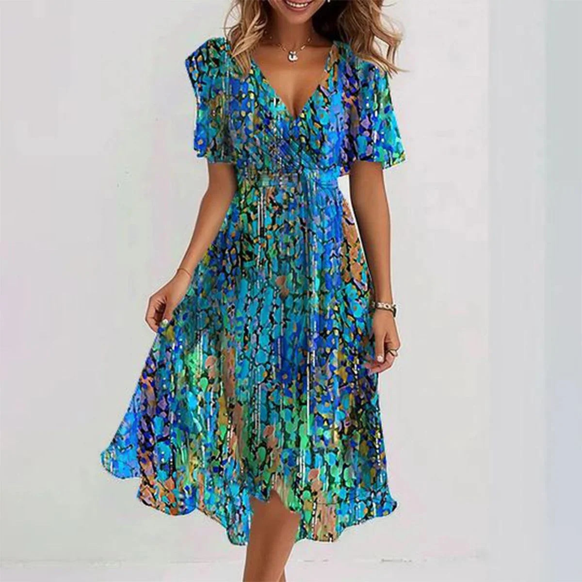 Floral Wrap Midi Dress for Women