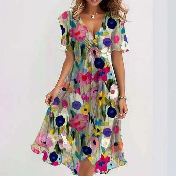 Floral Wrap Midi Dress for Women
