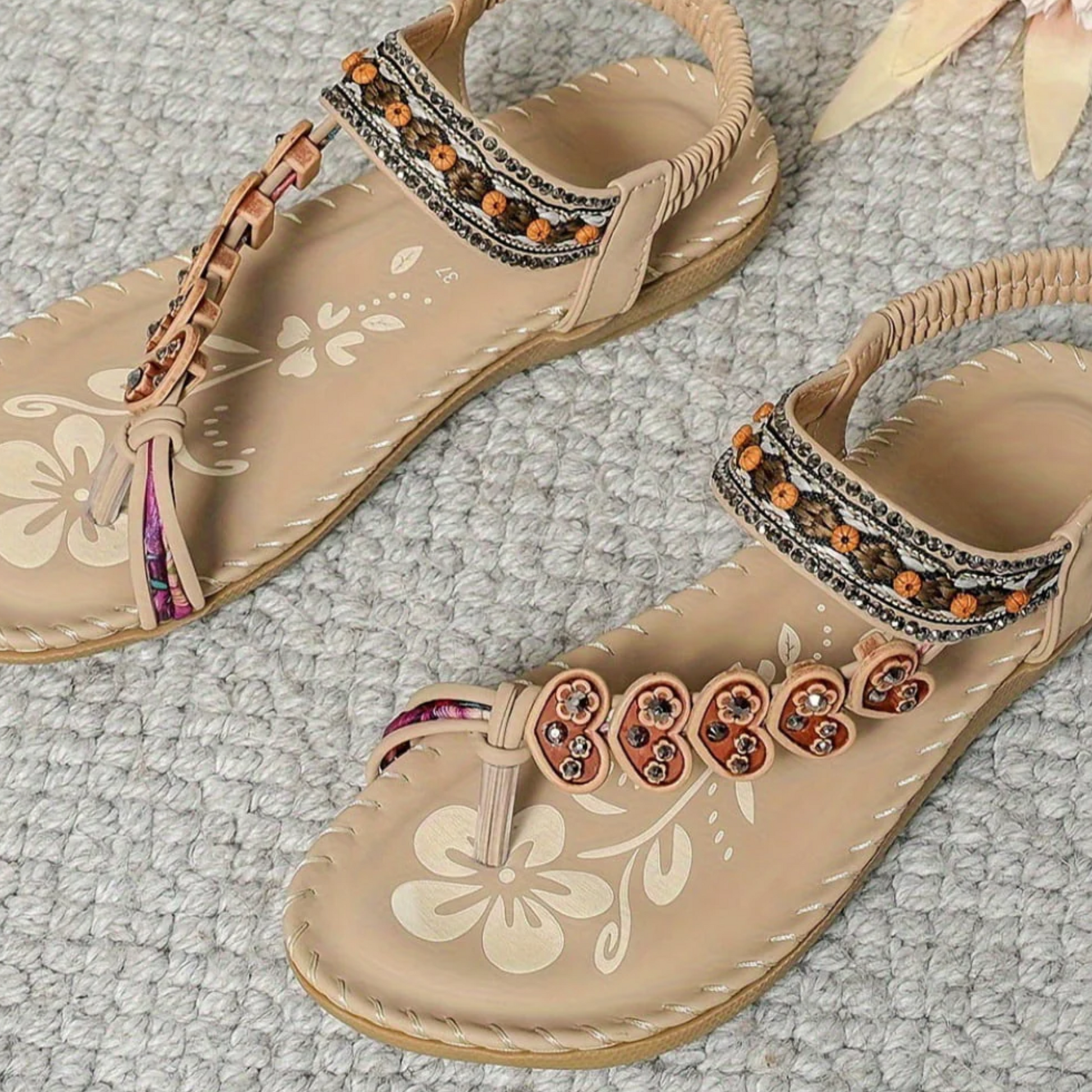 Open Toe Beaded Sandals for Women