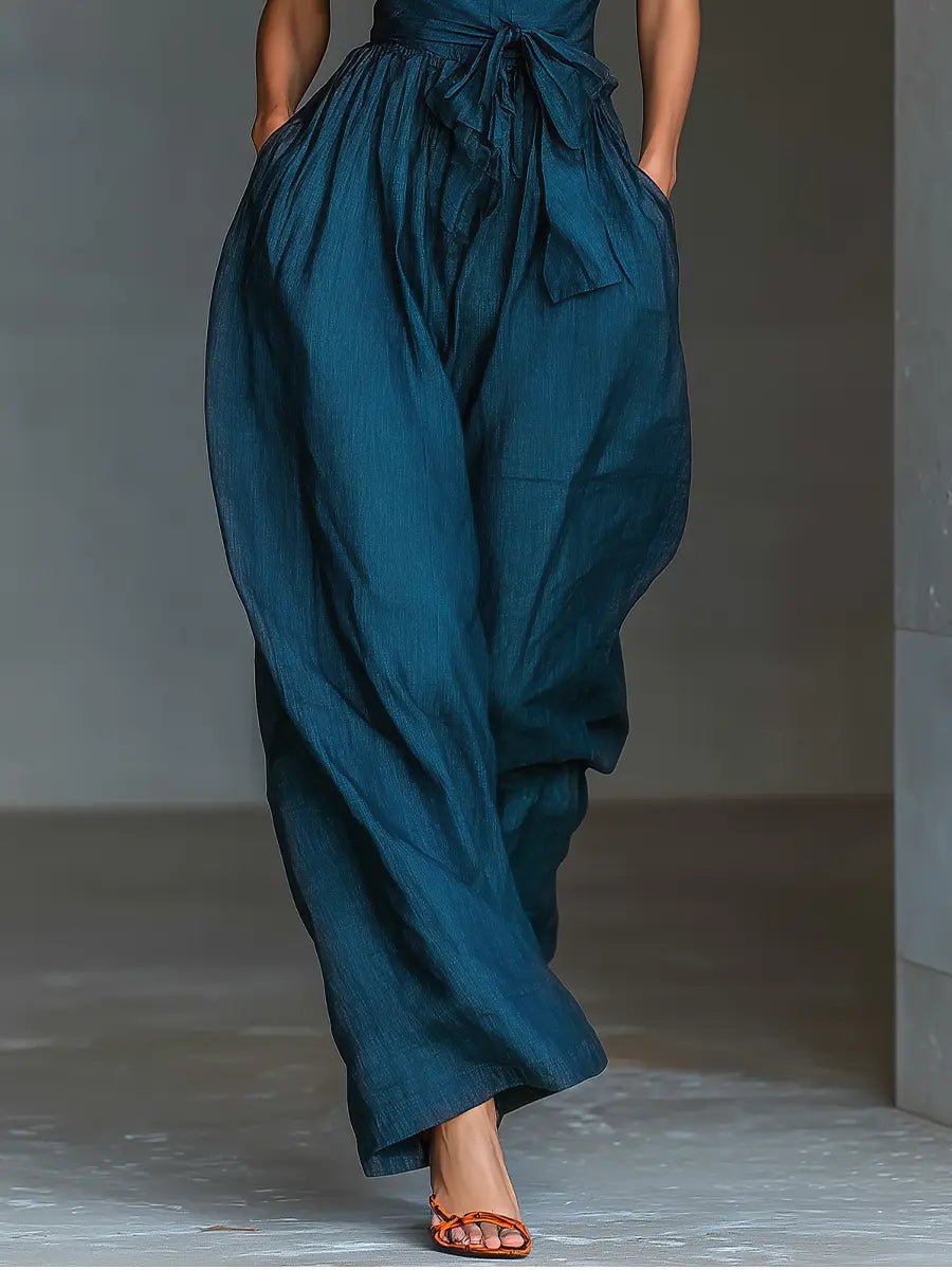 Halter Wide-Leg Linen Jumpsuit for Women