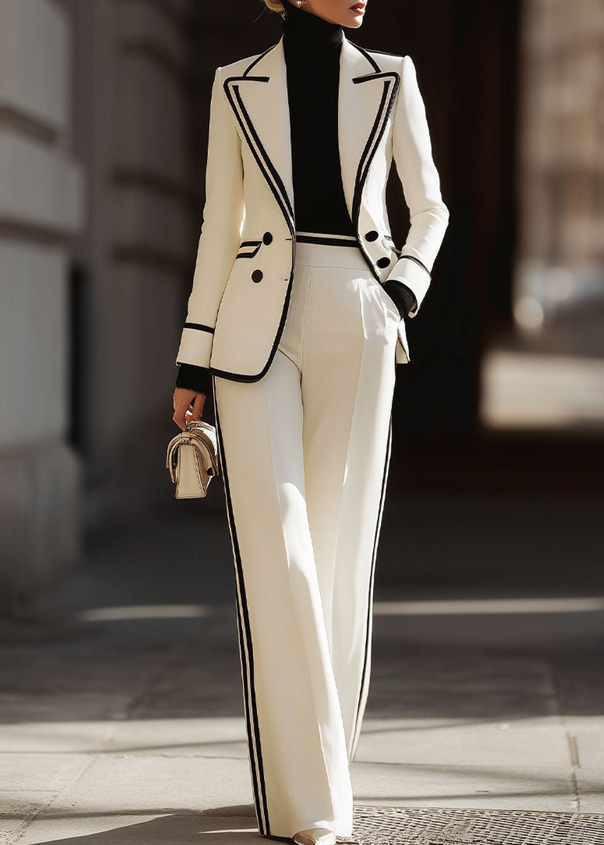 Double Breasted Wide Leg Suit Set for Women