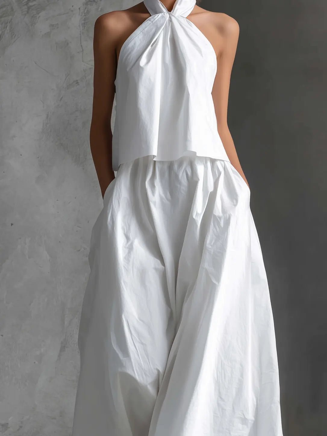 Halter Neck Maxi Linen Set for Women
