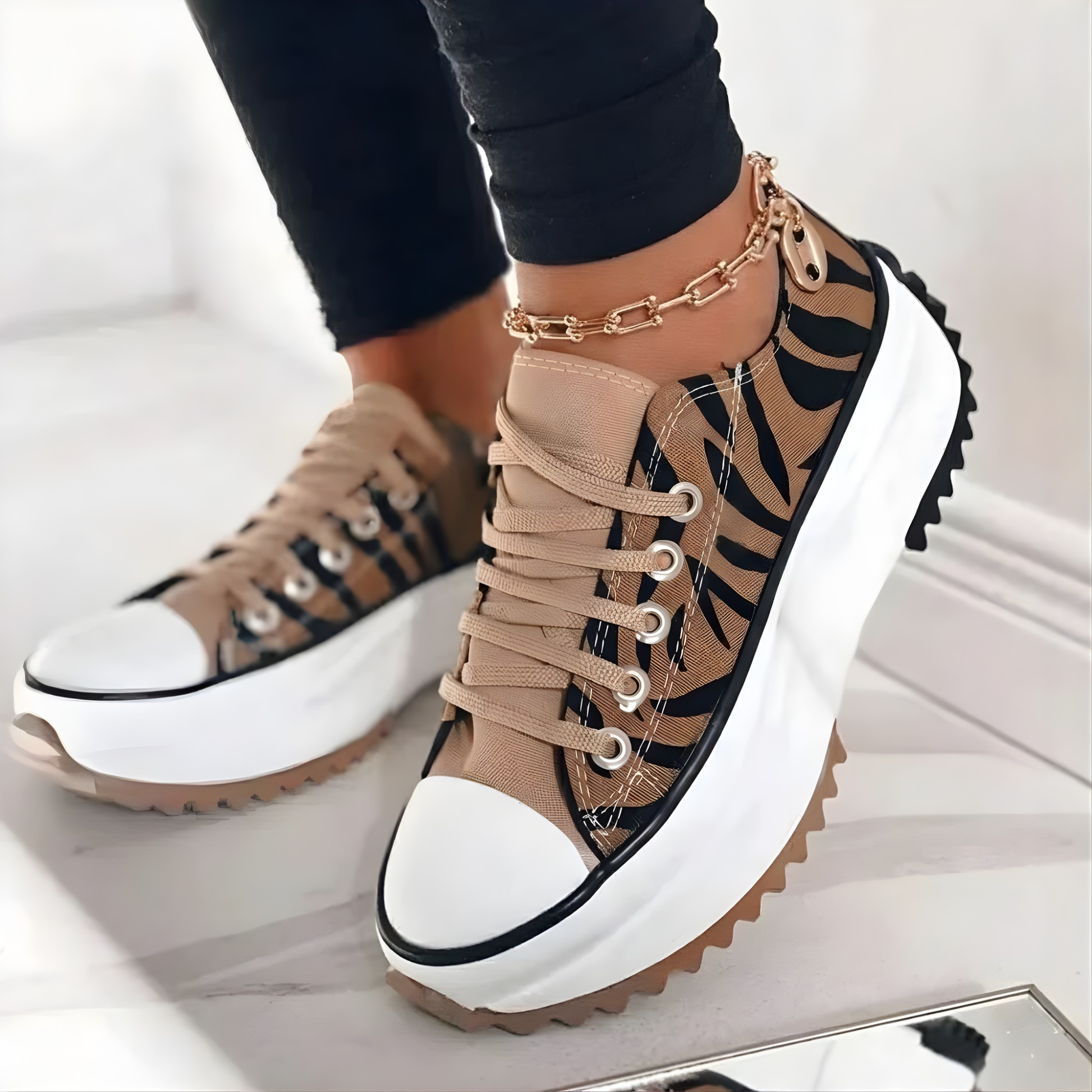 Platform Lace-Up Trainers for Women
