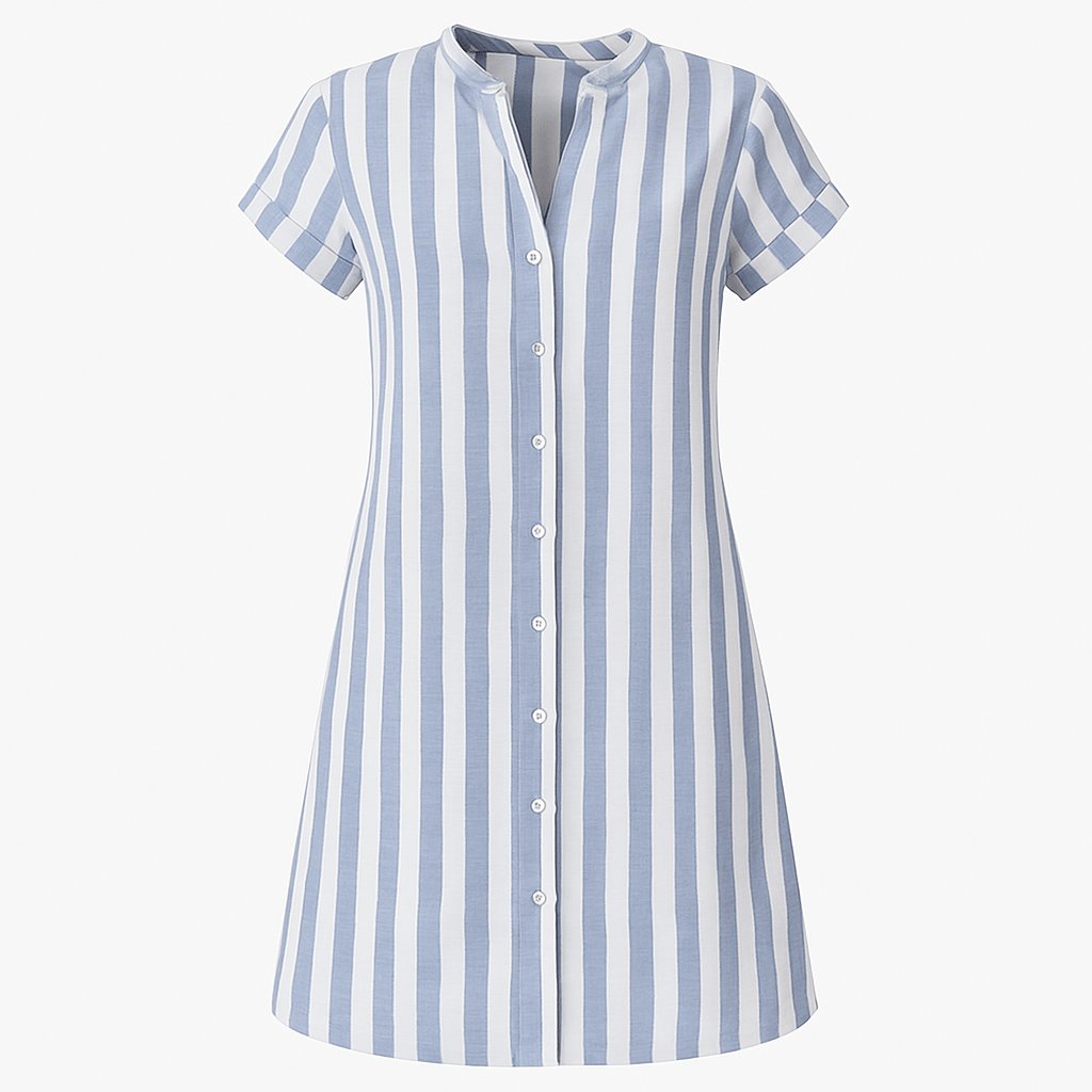 Striped Button-Down Shirt Dress for Women