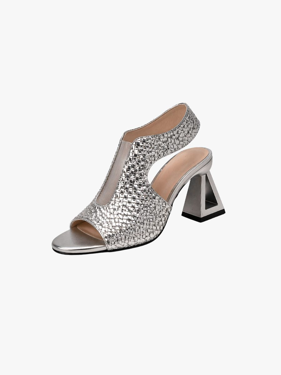 Woven Block Heel Mule Sandals for Women