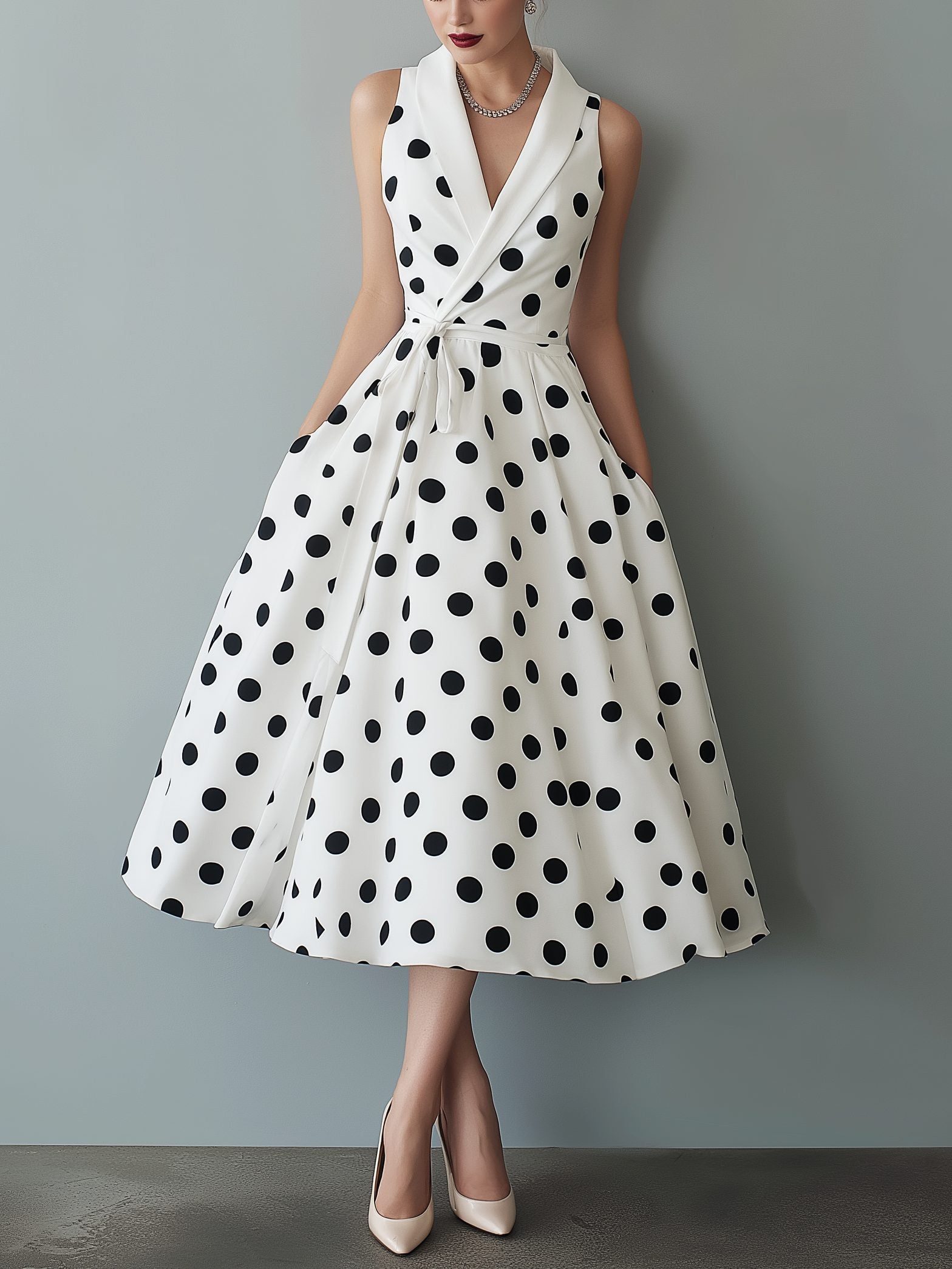 Wrap Polka Dot Midi Dress for Women