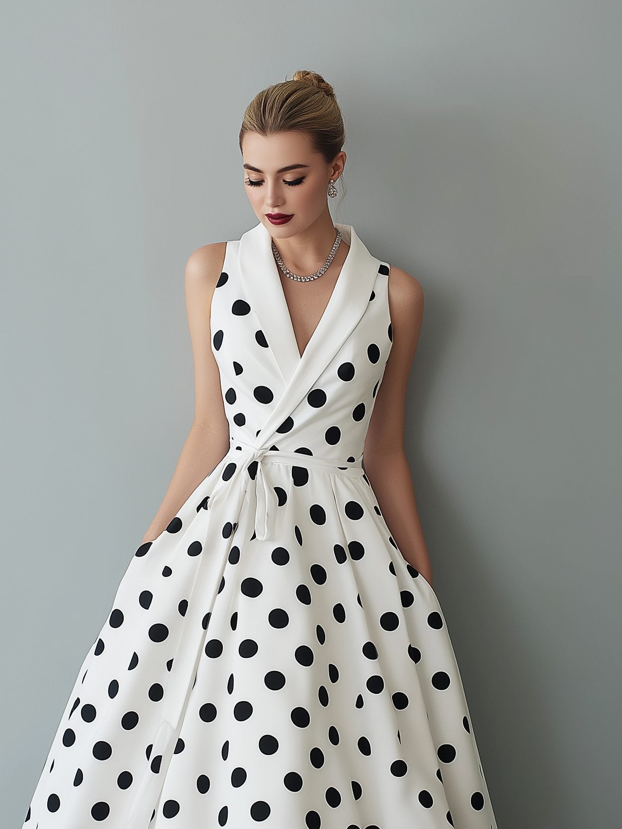 Wrap Polka Dot Midi Dress for Women - View 2