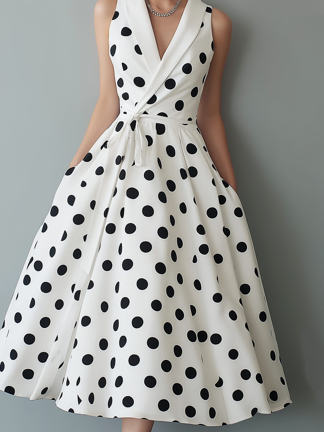 Wrap Polka Dot Midi Dress for Women - View 4