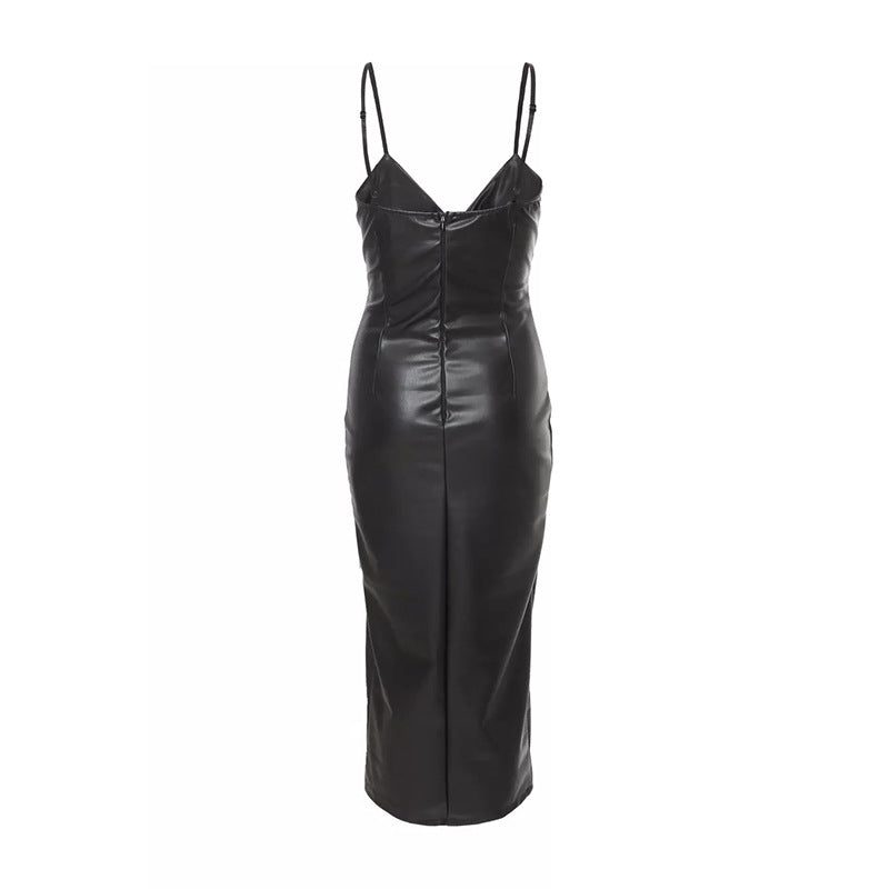 Wrap V-Neck Midi Dress with Side Split for Women - View 4