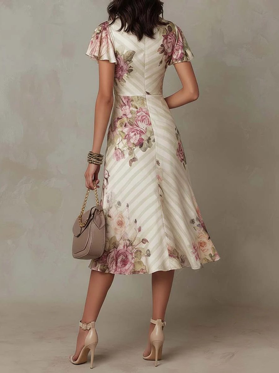 Wrap V-Neck Wedding Guest Midi Dress for Women - View 2