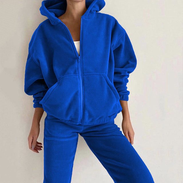 Zip-Up Oversized Hoodie Jogging Set for Women