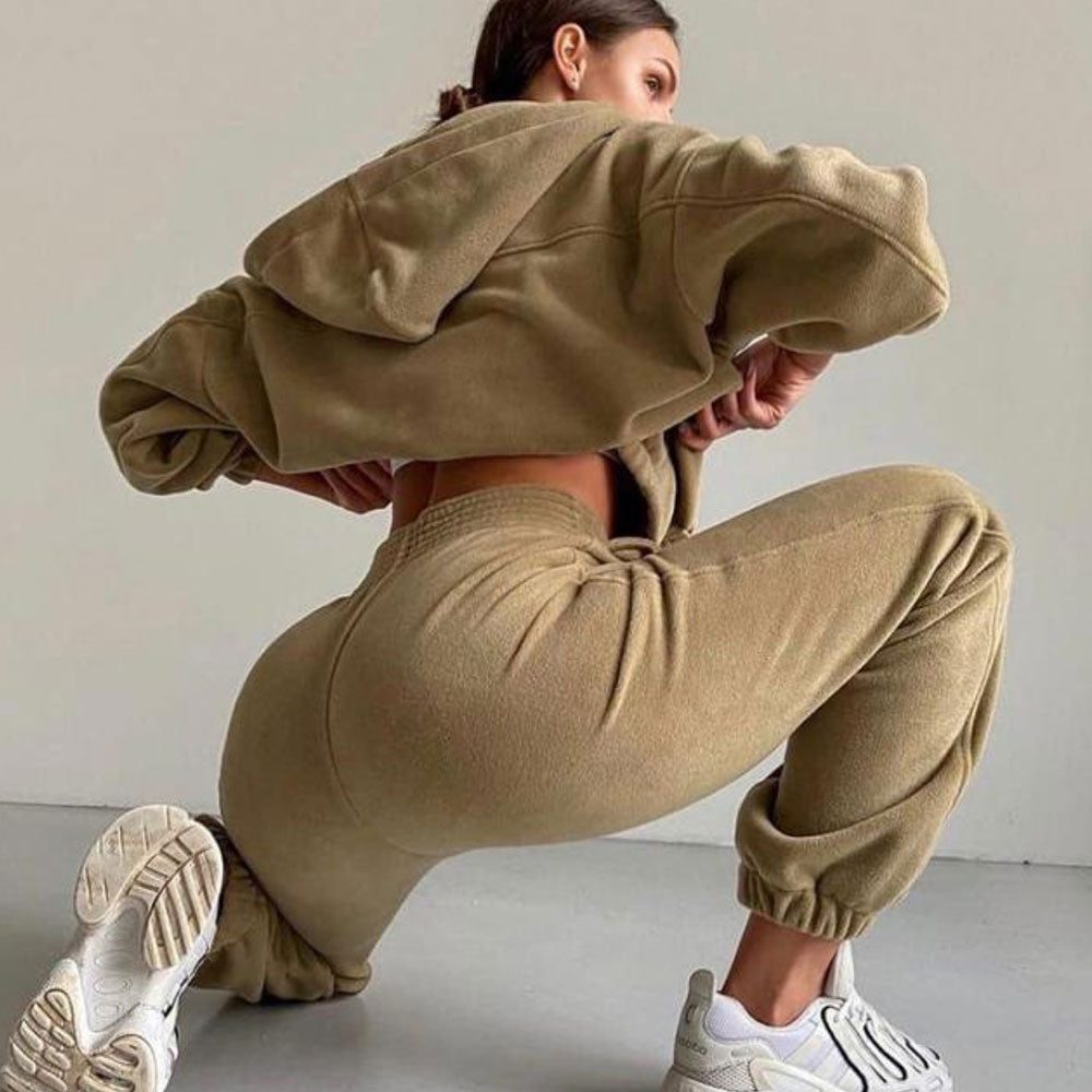 Zip-Up Oversized Hoodie Jogging Set for Women - View 11