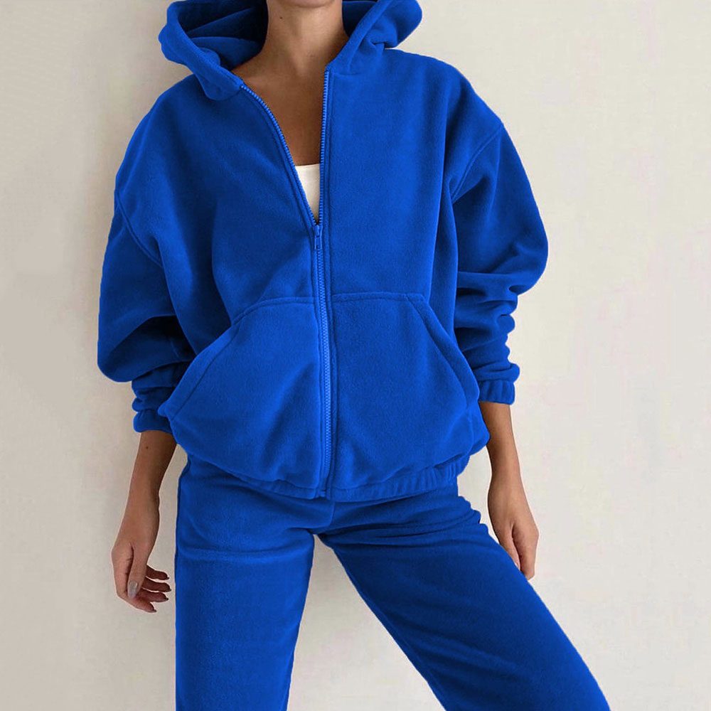 Zip-Up Oversized Hoodie Jogging Set for Women - View 7