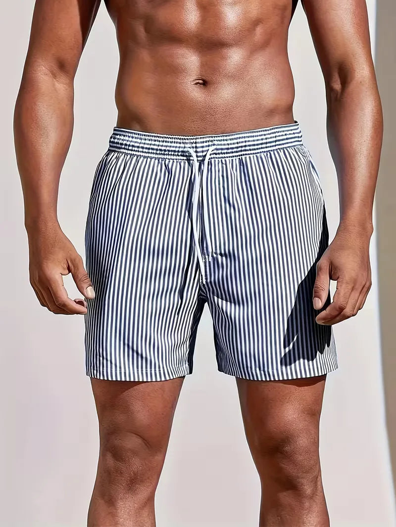 Striped Mid-Length Swim Shorts for Men