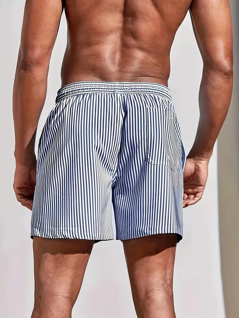 Striped Mid-Length Swim Shorts for Men
