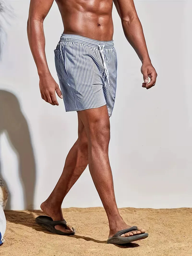 Striped Mid-Length Swim Shorts for Men