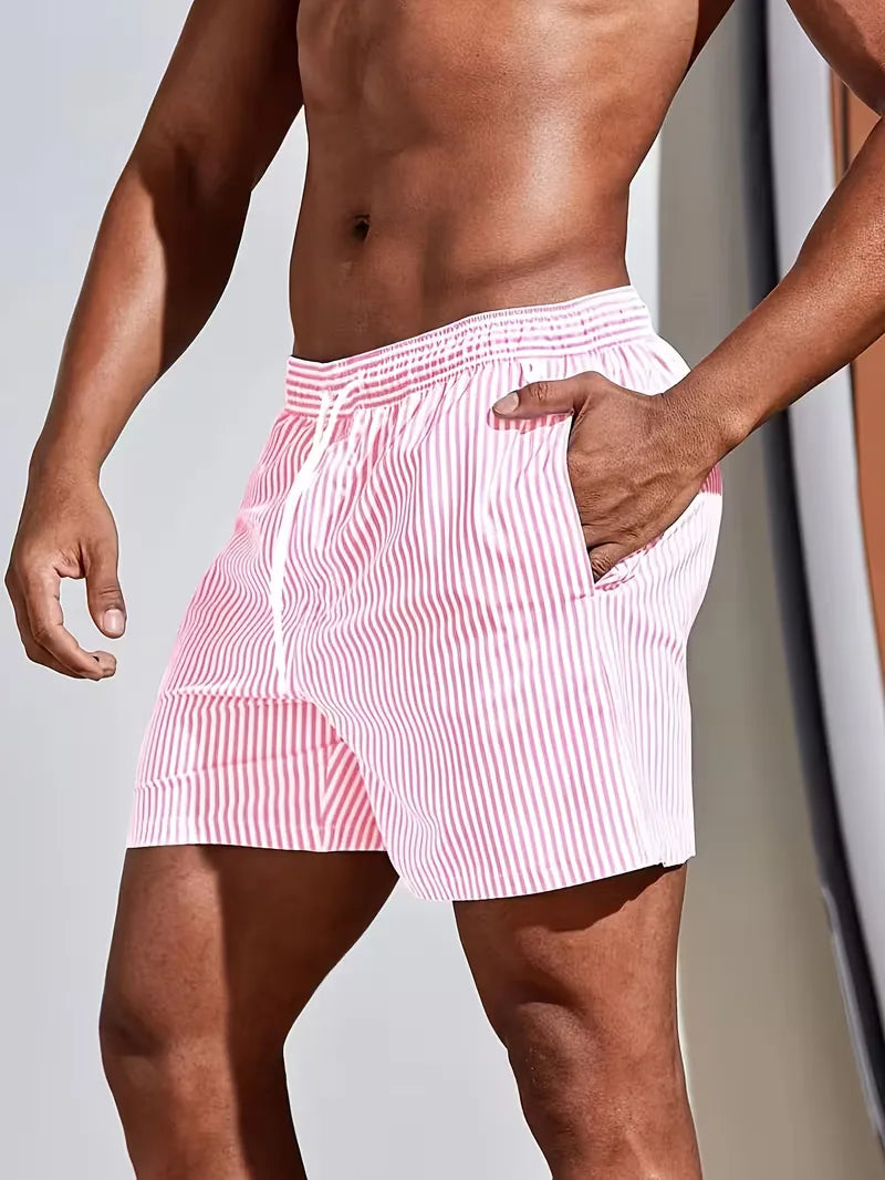 Striped Mid-Length Swim Shorts for Men