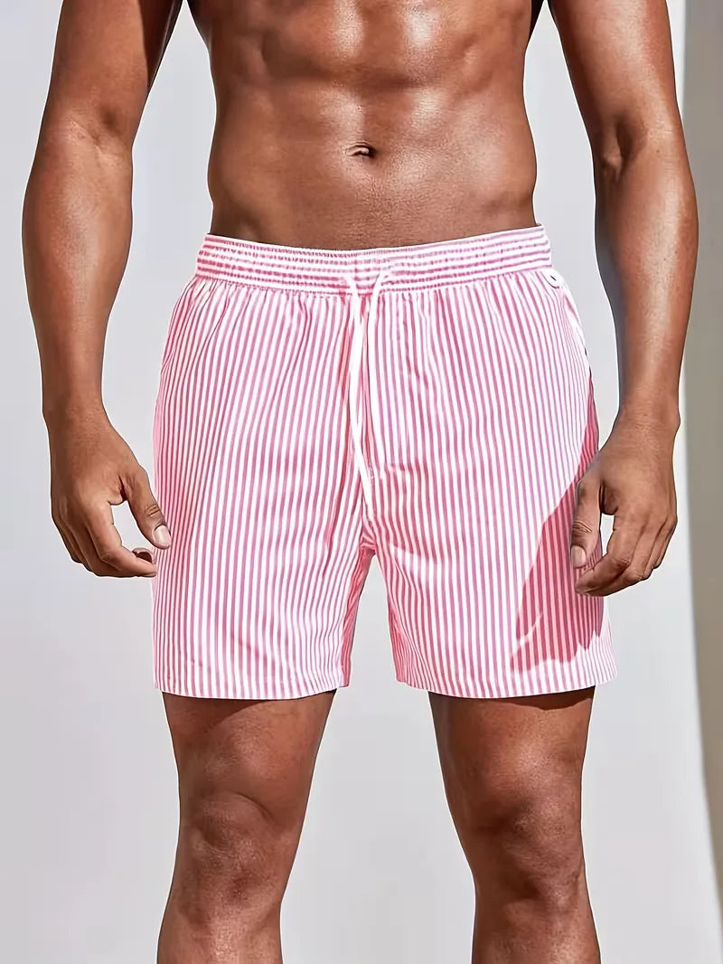 Striped Mid-Length Swim Shorts for Men
