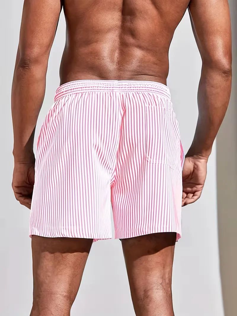 Striped Mid-Length Swim Shorts for Men