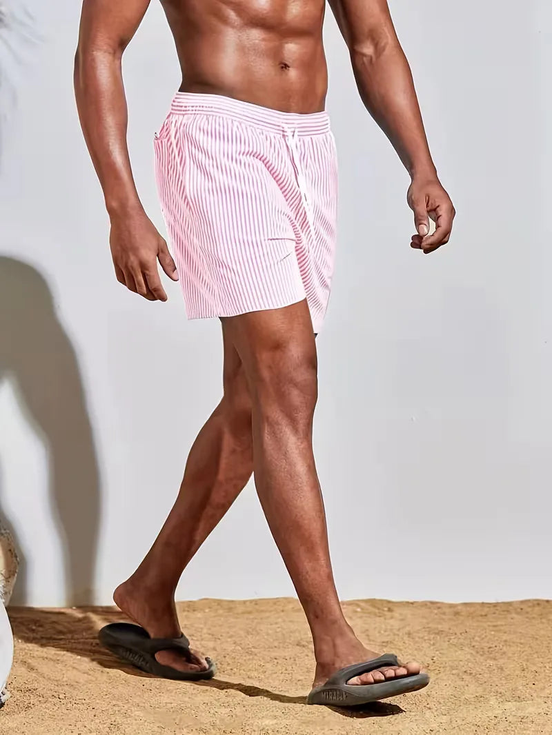 Striped Mid-Length Swim Shorts for Men
